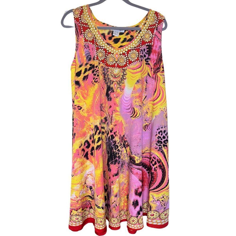 Jessica Taylor One Size Sleeveless Dress | Embellished Neckline